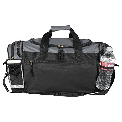 Dalix 20 Inch Sports Duffle Bag with Mesh and Valuables Pockets, Gray