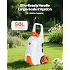 VEVOR 13.1 Gallon Battery Powered Sprayer with Wheels, Adjustable 0-80 PSI, 5 Nozzles and 98ft Hose Included, Orange