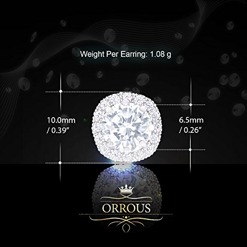 ORROUS & CO 18K Gold Plated CZ Simulated Diamond Stud Earrings for Women, Hypoallergenic, 1.9 Carat4