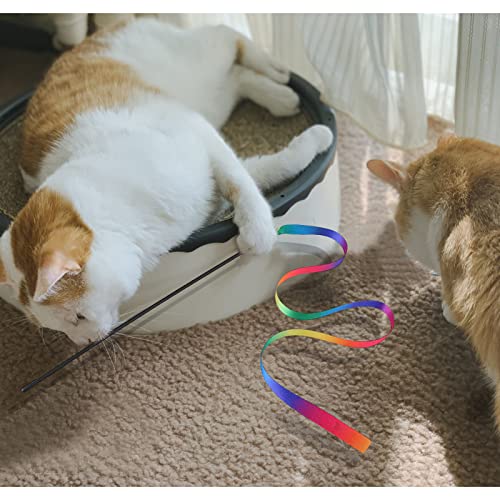 Andiker Cat Wand Teaser Toys，2Pcs Plastic Rainbow Cat Interactive Toys For Indoor Cats Colorful Ribbon&Leopard Print Cat Fishing Pole Toys Training Exerciser For Cat Gifts And Kitten Lovers (2Pcs) #TOP5