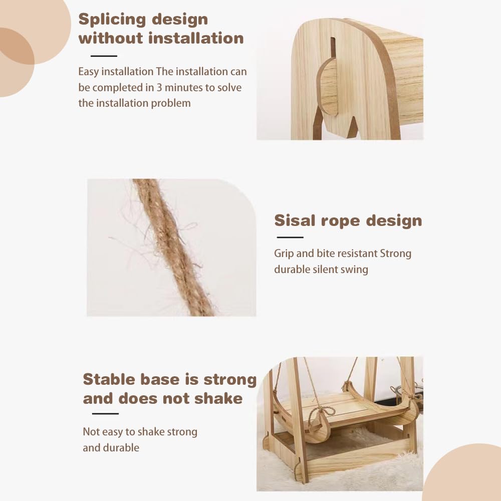 سرير ارجوحة للقطط والحيوانات الاليفة من بومبومبوم، اثاث للقطط في الهواء الطلق، لعبة ارجوحة معلقة للقطط في الاماكن المغلقة، سرير نوم للقطط لجميع المواسم، للاستخدام الداخلي والخارجي للحيوانات الاليفة