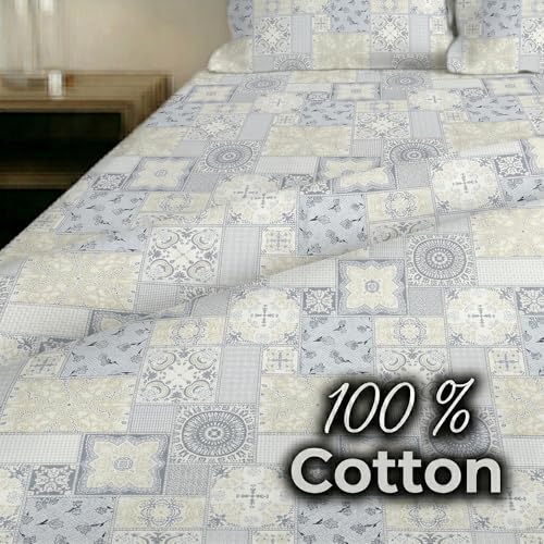 Image of Mafatlal 186 TC Metro Cotton Double Bed Bedsheet | 90x100 Inch|Soft, Breathable & Lightweight | Includes 2 Pillow Covers| Morning Sky 1