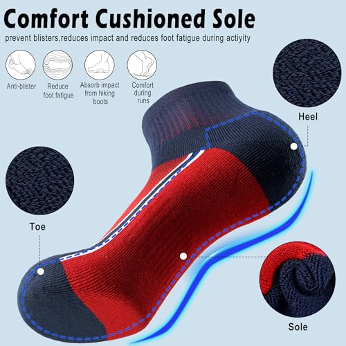 Image of Gonii Mens Athletic Ankle Socks 5-Pairs | Running,Hiking,Sports,Workout,Gym,Golf,Blister Defense,Cushioned,Arch Support,Compression,Comfortable,Quarter