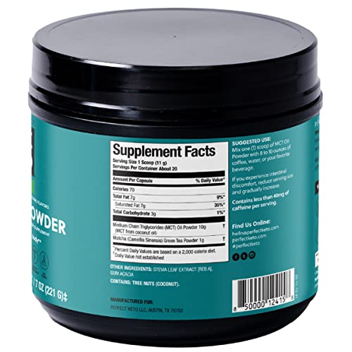 Perfect Keto MCT Oil Powder, Medium Chain Triglycerides, Ketogenic NonDairy