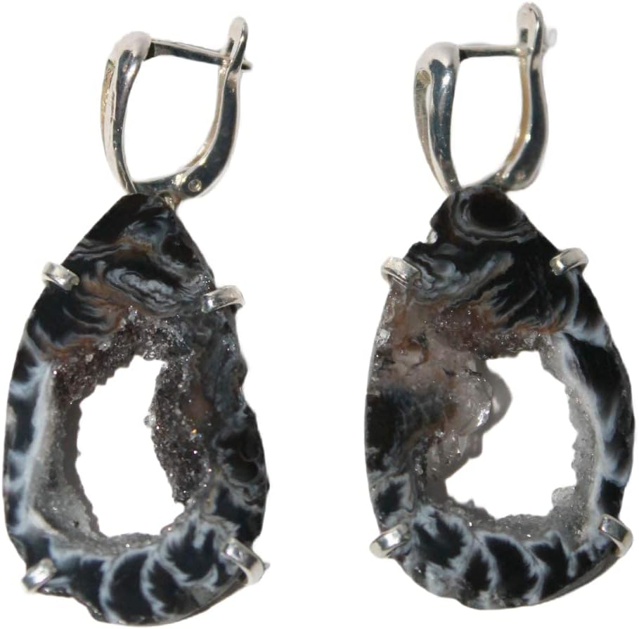 Agate geode earrings, 31x25x5 mm