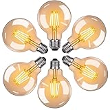 NUODIFAN Edison LED Vintage glühbirne, 6 Stück Warmweiss E27 Retro LED Glühbirnen, Lampen mit Bernstein-Glas, 4W ersetzt 40W, 2700K, 470LM, nicht dimmbar