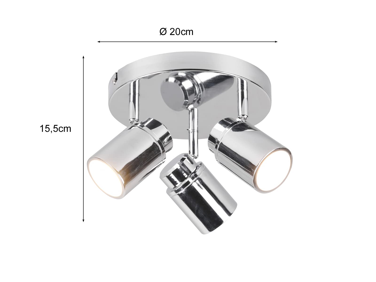 Badezimmerlampe Deckenstrahler Rondell 3-flammig Silber Chrom Ø 20cm