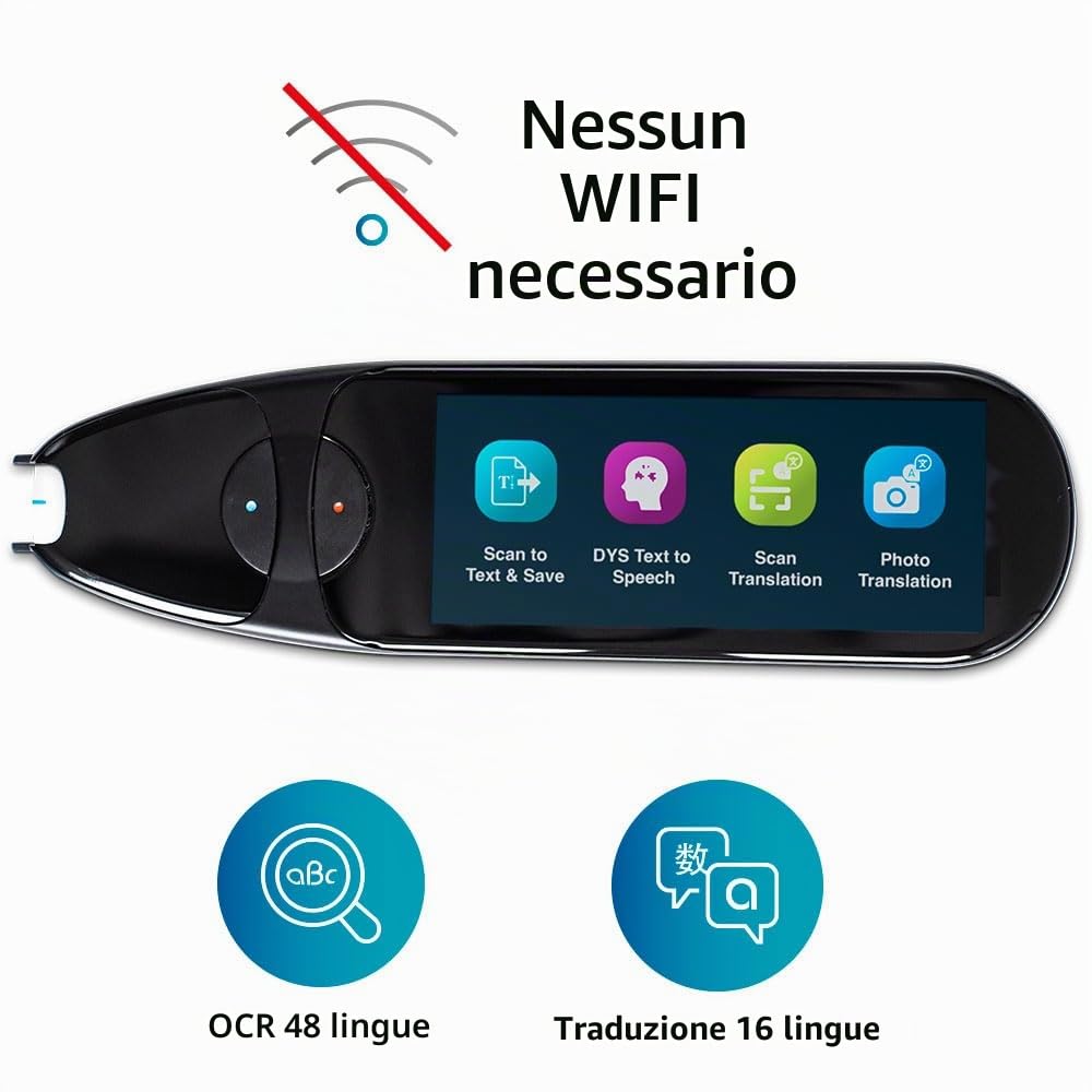 IRISPen Air 8 : No WIFI, Penna Scanner 48 lingue offline,e Penna Traduttore Multilingue 16 lingue offline,sintesi vocale Penna Lettore per Dislessia no wifi, Mac,Win,iOS e Android Free PDF Manager