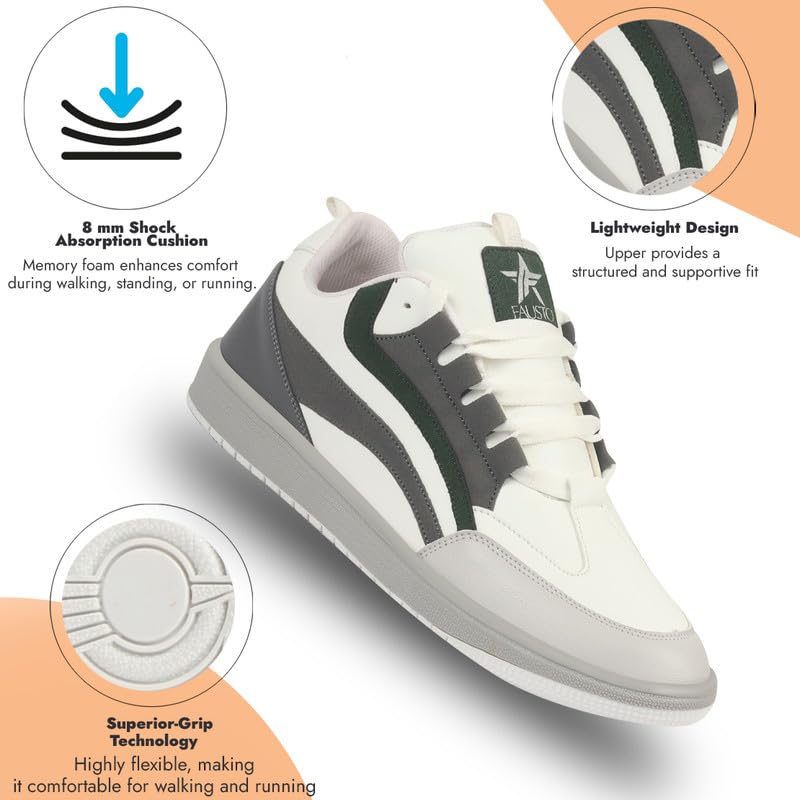 Image of FAUSTO Men's Colorblocked Low Top Classic Lace-Up Sneaker Shoes|Low Ankle Casual Shoes|All Day Comfortable Sneakers