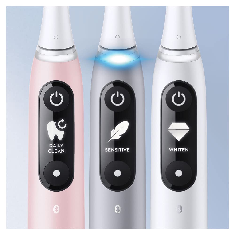Oral-B iO 6 Brosse à dents électrique avec technologie magnétique révolutionnaire et micro-vibrations, 5 programmes de nettoyage, 1 brosse, écran et étui de voyage, gris opale