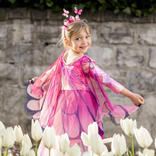 Disfraz completo vestido mariposa con alas rosa miniatura 2