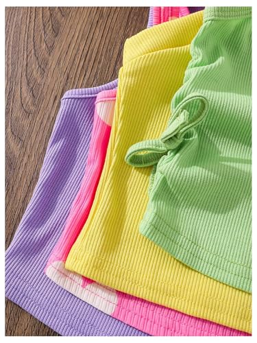 Image of OYOANGLE Toddler Girl's 4 Pack Ribbed Knit Crop Tank Tops Set One Shoulder Summer Camisole