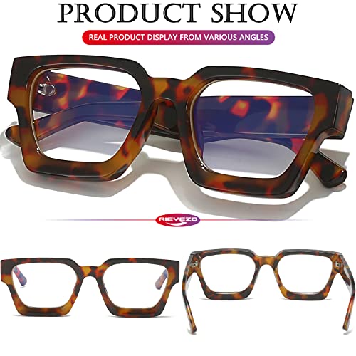 Image of AIEYEZO Square Thick Frame Glasses for Women Men Fashion Blue Light Glasses Trendy Chic Computer Eyeglasses
