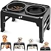 Elevated dog bowls 2 in 1 dog feeder with slow feeder dog bowls dog water bowl 4 heights adjustable raised dog bowl stand non slip dog food bowl for medium large dogs black  urban country home decor