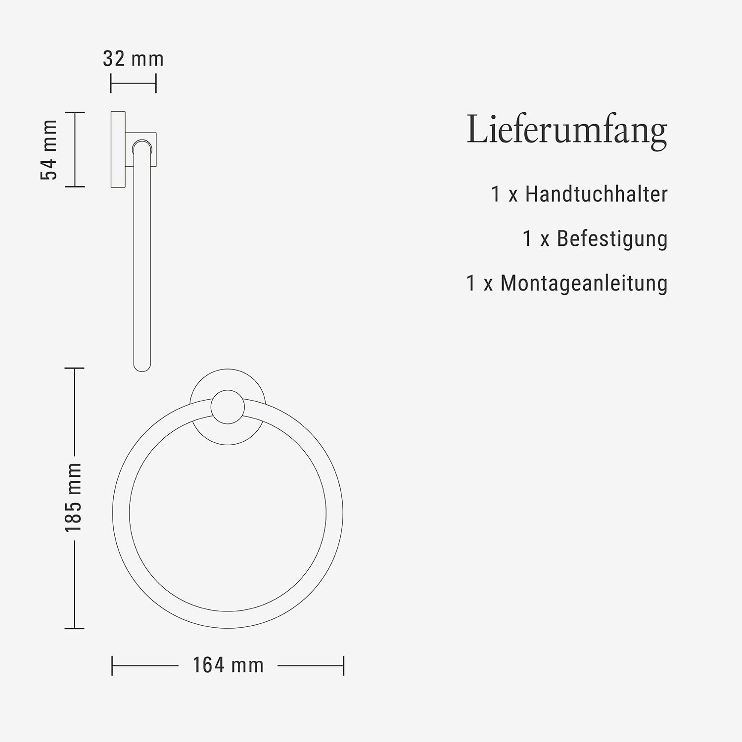 Villeroy & Boch Elements Tender Handtuchhalter, rund – Schwarz Matt