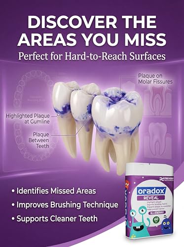 Image of Reveal Plaque Disclosing Tablets: Shows Plaque by Changing Color - Helps Teach Brushing Habits for Clean Teeth - Suitable for kids & adults.