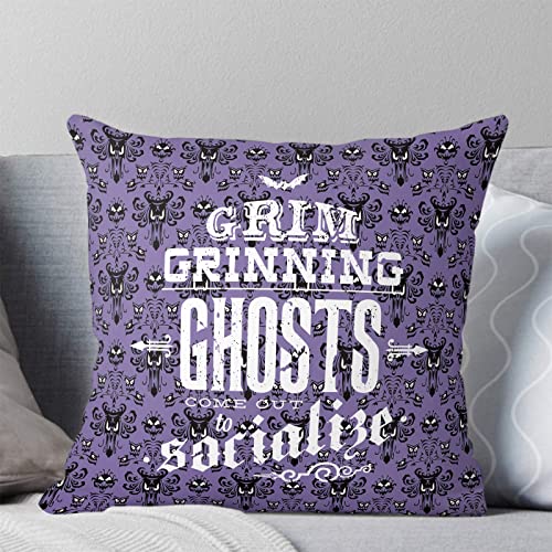 T&H Xhome Sea Girl Soft Haunted Horror Mansion - Grim Grinning Ghosts Throw Pillow Indoor Cover Pillow Case For Your Home, Purple, 18"X 18" #TOP1