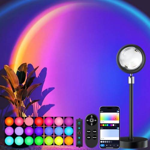 Sunset Lamp Projector with Remote, App & Button Control — 360° Rotating RGB