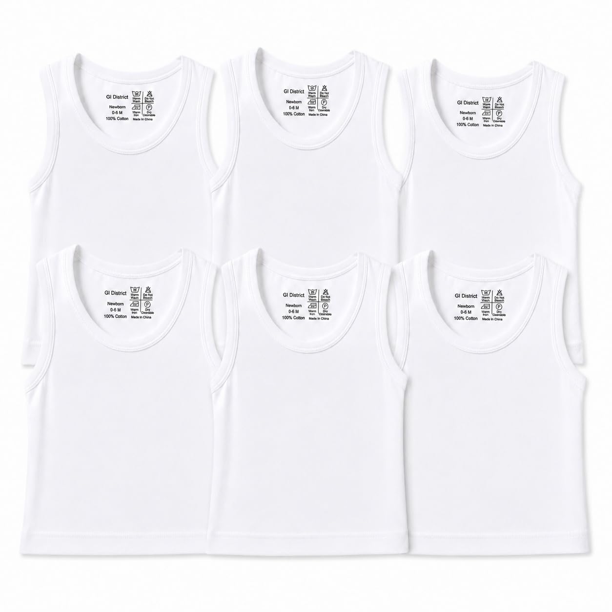 Paquete de 6 camisetas sin mangas para bebé, 100% algodón, camisetas de manga corta para niños de 0 a 24 meses, niñas, unisex
