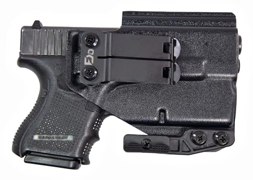 FDO Industries IWB Lightbearing Kydex Holster Compatible with Glock 26 w/ TLR6 Optic Cut with Claw & Discreet Carry Concepts 1.5 Metal Clip - Made in USA (Black G26 TLR6)