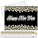 New Year Greeting Cards - N1604. Greeting Cards with Happy New Year on a Black Background Surrounded by Gold Bubbles. Box Set Has 25 Greeting Cards and 26 White with Gold Foil Lined Envelopes.