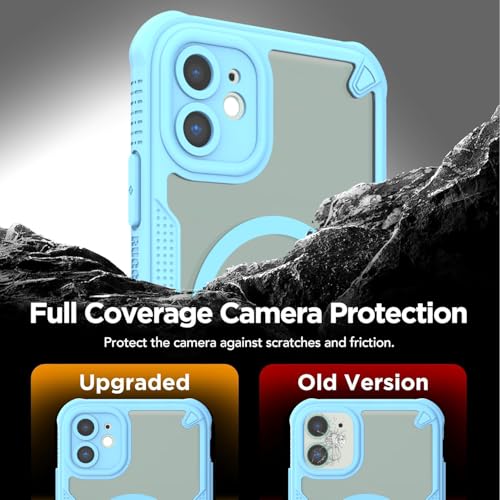 Coque iPhone 11 compatible MagSafe bleu mat avec cordon et 2 verres trempés