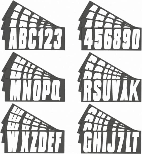 Image of Hardline Products USA Series 350 Factory Matched 3-Inch Boat Registration Kit - Solid White - Complete 4-in-1 Marine Decal Set with Adhesive Remover & Application Fluid for Boats & PWCs