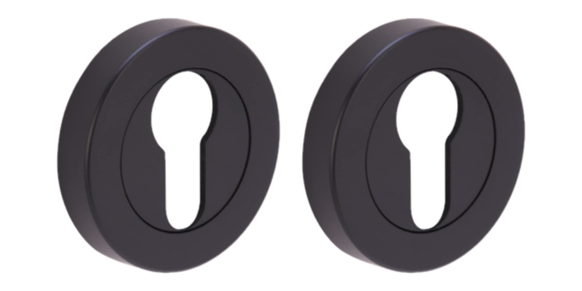 HANDLEZONE® 2 Pack Euro Cylinder Door Lock Key Escutcheon Covers - Black Matt