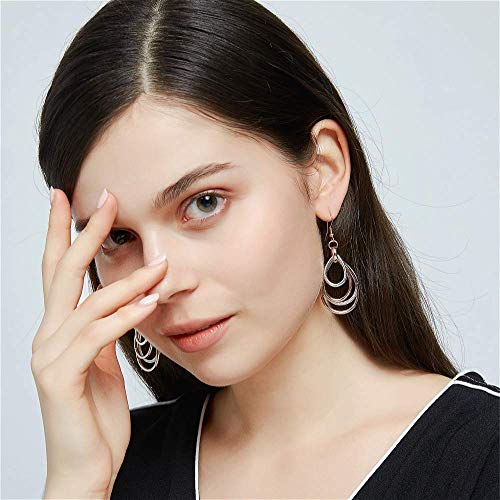 Kemstone Rose Gold & Silver Layered Dangle Earrings for Women – Lightweight Chandelier Teardrop Earrings – Hypoallergenic Fashion Jewelry Gift4