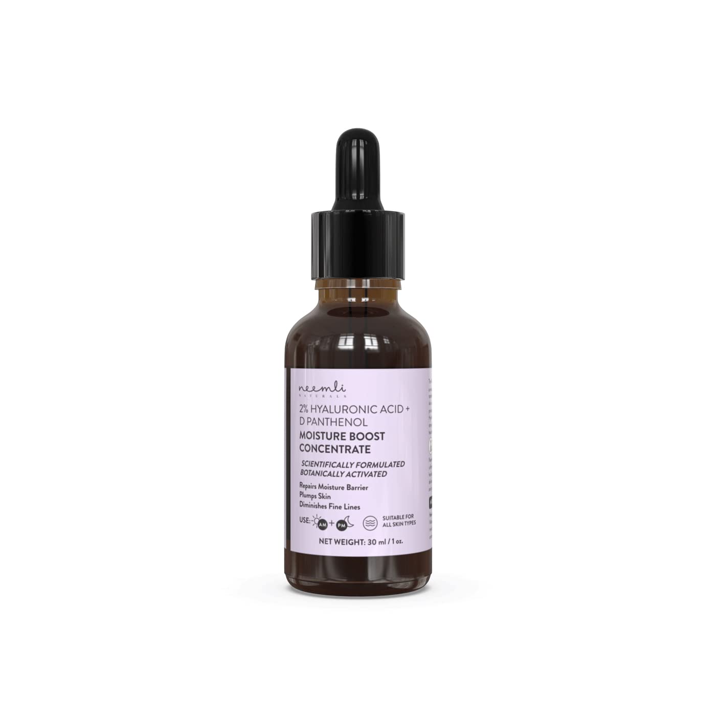 Neemli Naturals 2% Hyaluronic Acid + D Panthenol Moisture Boost Concentrate Face Serum for Intense Hydration, Plump & Glowing Skin | Suits All Skin Types, 30ml (Pack of 1)