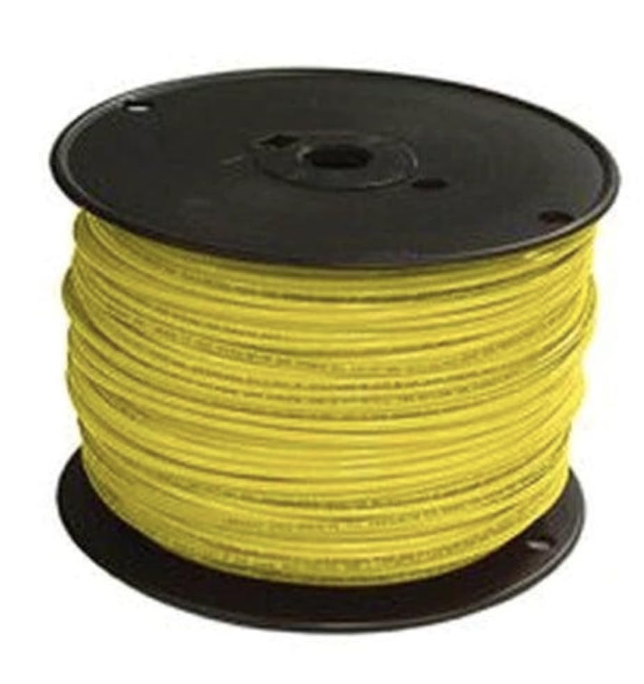 14 Gauge THHN Copper Stranded, 500 Foot Reel, Yellow, 14 AWG, Up to 600 Volt Rated, UL Listed, Rated THHN and THWN, Thermoplastic Insulation/Nylon Sheath, Heat, Moisture, Gasoline and Oil Resistant II