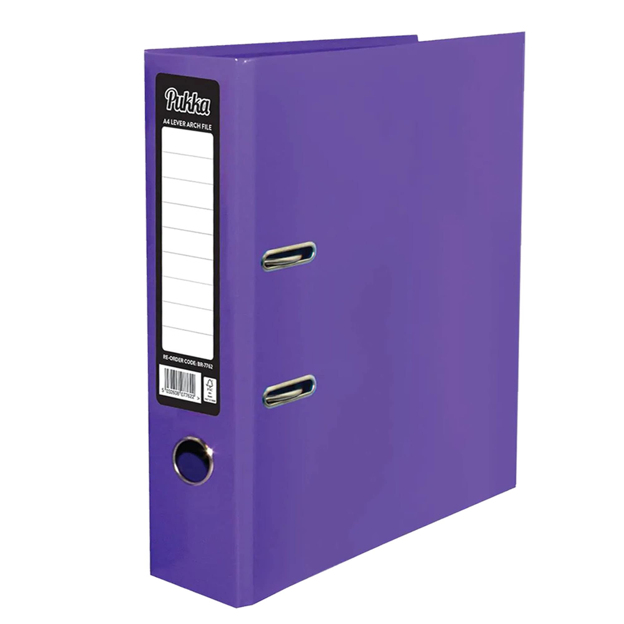 ED Pukka A4 Glossy 2-Ring Lever Arch Files School Work Office 75mm Spine File Organiser (Purple)