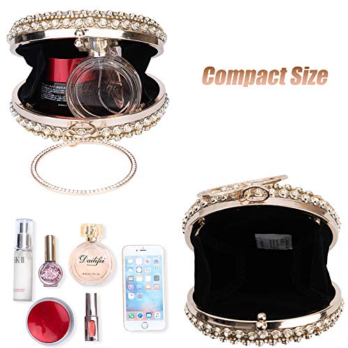 Women Evening Bag Round Rhinestone Crystal Clutch Purse Ring Handle Handbag For Wedding Prom Party (Colorful) #TOP4
