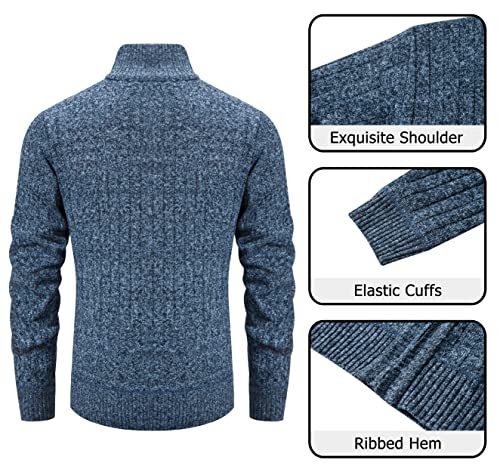 Vcansion Men's Slim Fit Full Zip Up Stand Collar Casual Knitted Sweaters Cardigan with Pockets3
