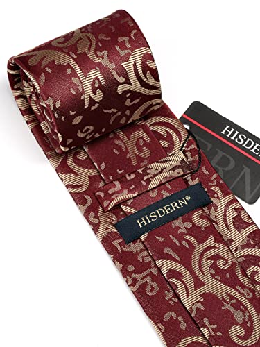 Image of HISDERN Ties for Men Paisley Tie and Pocket Square Woven Classic Floral Mens Ties Handkerchief Set Wedding Party Necktie