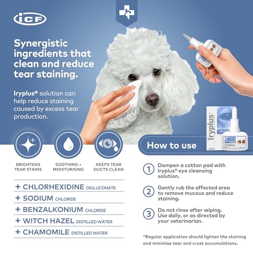 ICF Iryplus Eye Solution for Dogs and Cats | Gentle Cleansing & Soothing Formula | Removes Secretions, Scabs & Mucus Around Eye | Chamomile | 50ml - Image 5