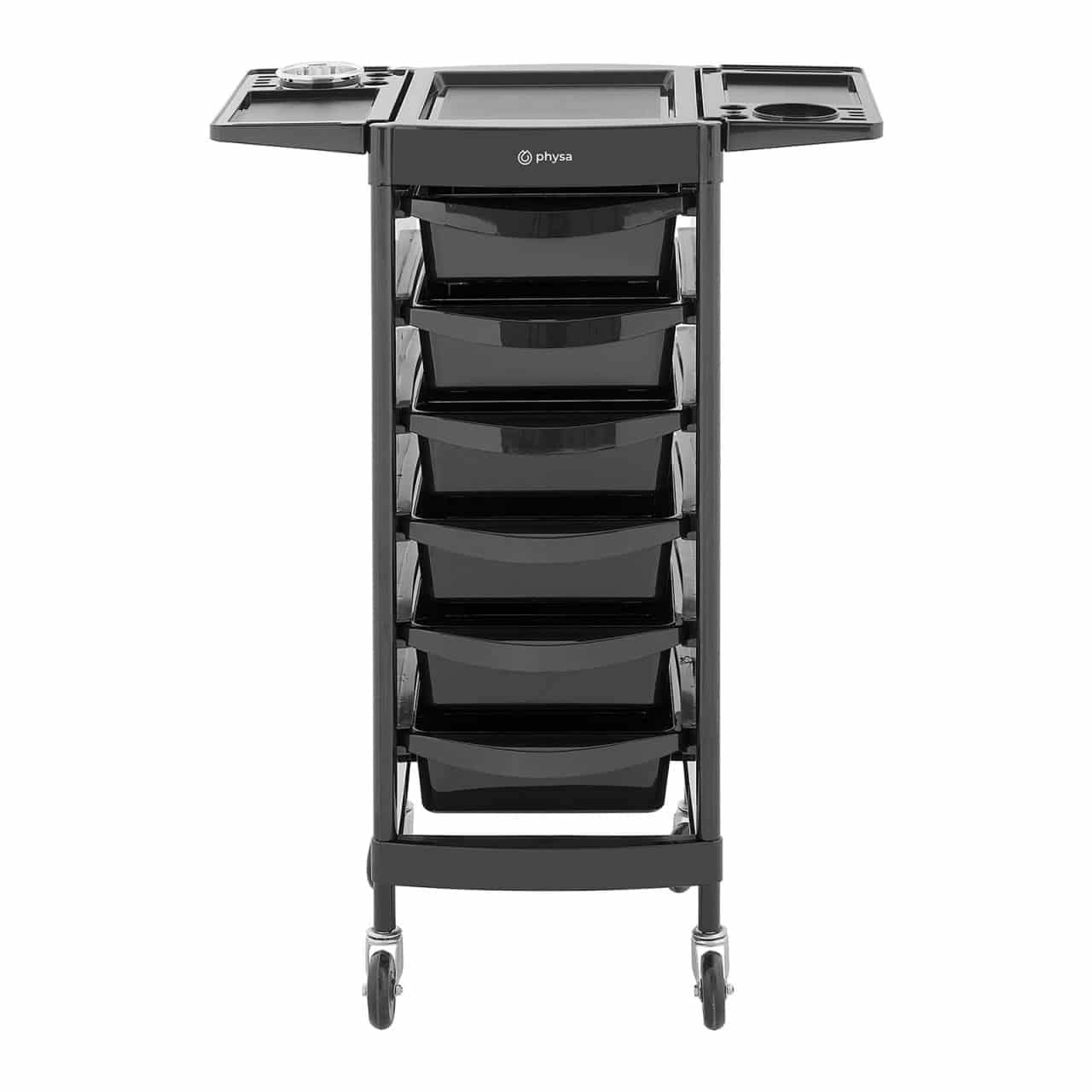 Physa PHYSA-RR-13 Friseurwagen 10 kg 6 Schubladen Föhnhalter Schwarz