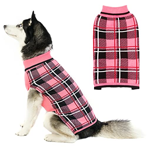 Dog-Sweater-Pet-Knitted-Clothes-Classic-Plaid-Pull-Over-Turtleneck-Dog-Sweaters-with-Leash-Hole-Warm-Dogs-Winter-Clothing-for-Small-Medium-Dogs-Cats-Puppy