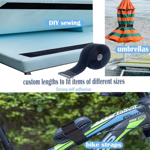 Image of 2 inch x 16ft Nylon Hook and Loop Straps with 25 Plastic Buckles。Reusable Adjustable Strips Freely Cut-to-Length Straps for Organizer or Storage Straps（ Black）
