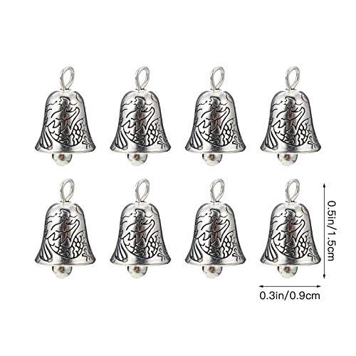 20 peças de mini sinos para artesanato, sinos de liga de prata de 1,5 cm decorativos, sinos para pin