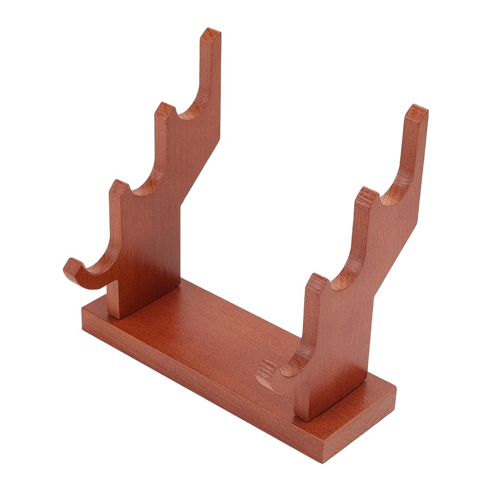 OLYCRAFT 3 Tiers Brown Wand Display Risers 14x5x13.5cm Wizard Wand Display Stand Beech Wood Magic Wands Holder for Desktop Wizard Wands Small Swords Collection Table Displaying