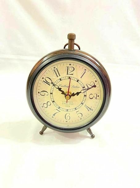 Room Decoration Handmade Wooden Table Top Clock Desk Clock 5 Inch Antique Style Home Study Living Dift Item