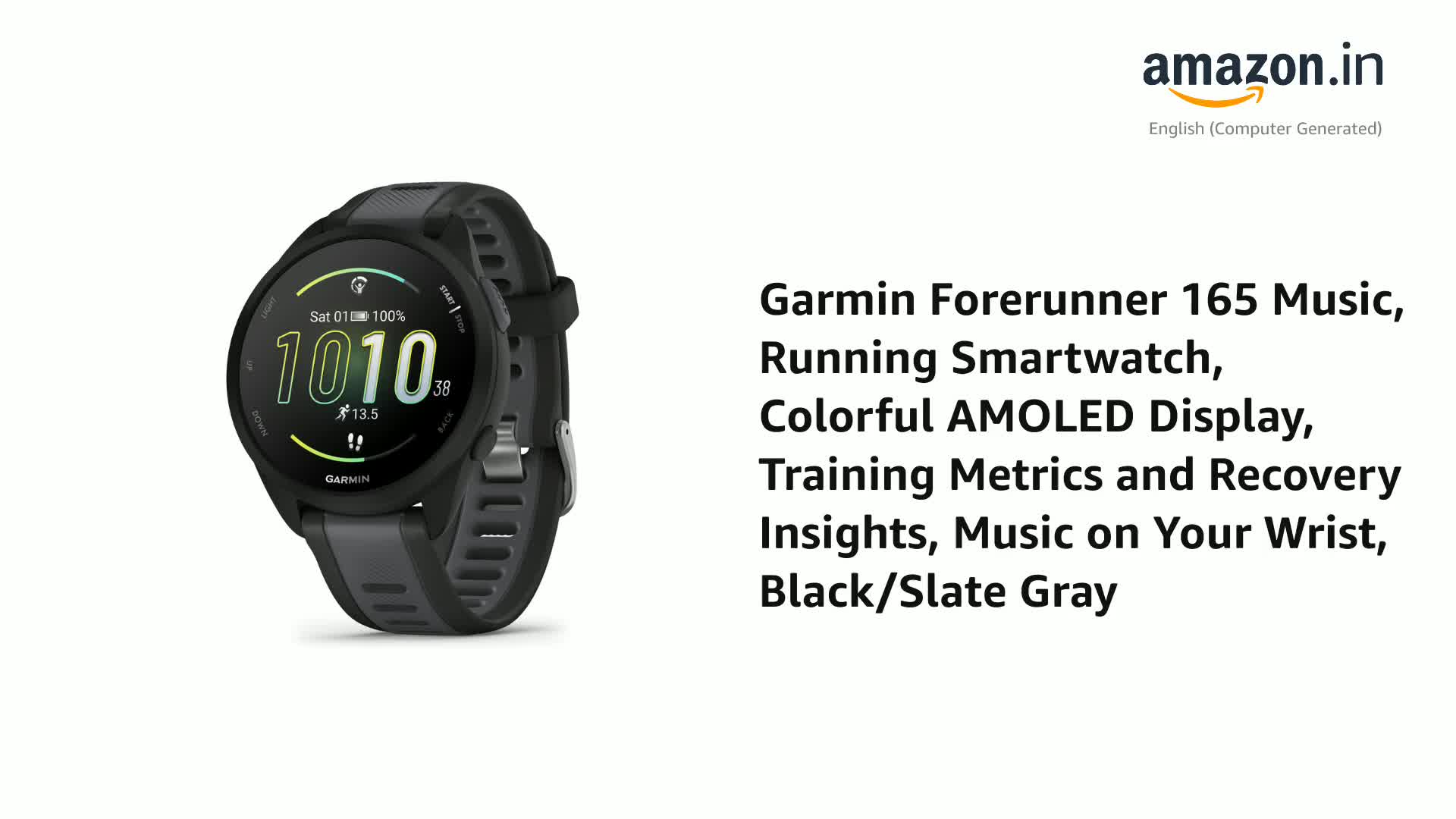 Garmin Forerunner 165 Music, Running Smartwatch, Colorful AMOLED