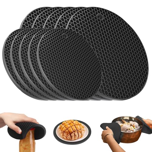 Listado de Salvamanteles para comprar hoy. 46 IOAGSVW Salvamanteles de Silicona Antideslizantes, 10 tapetes de Silicona Resistentes al Calor, Accesorios de Cocina, para Mesa, Ollas, Sartenes, Vajillas, Vasos Y abridor de latas