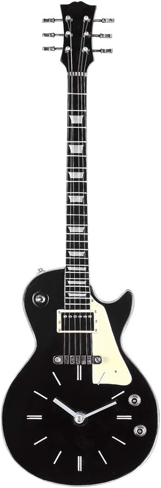 Collections Etc Unique Realistic Guitar Clock Wall Decor - 21" H with Hook on Back for Easy Hanging, Gift Idea for Music Lover