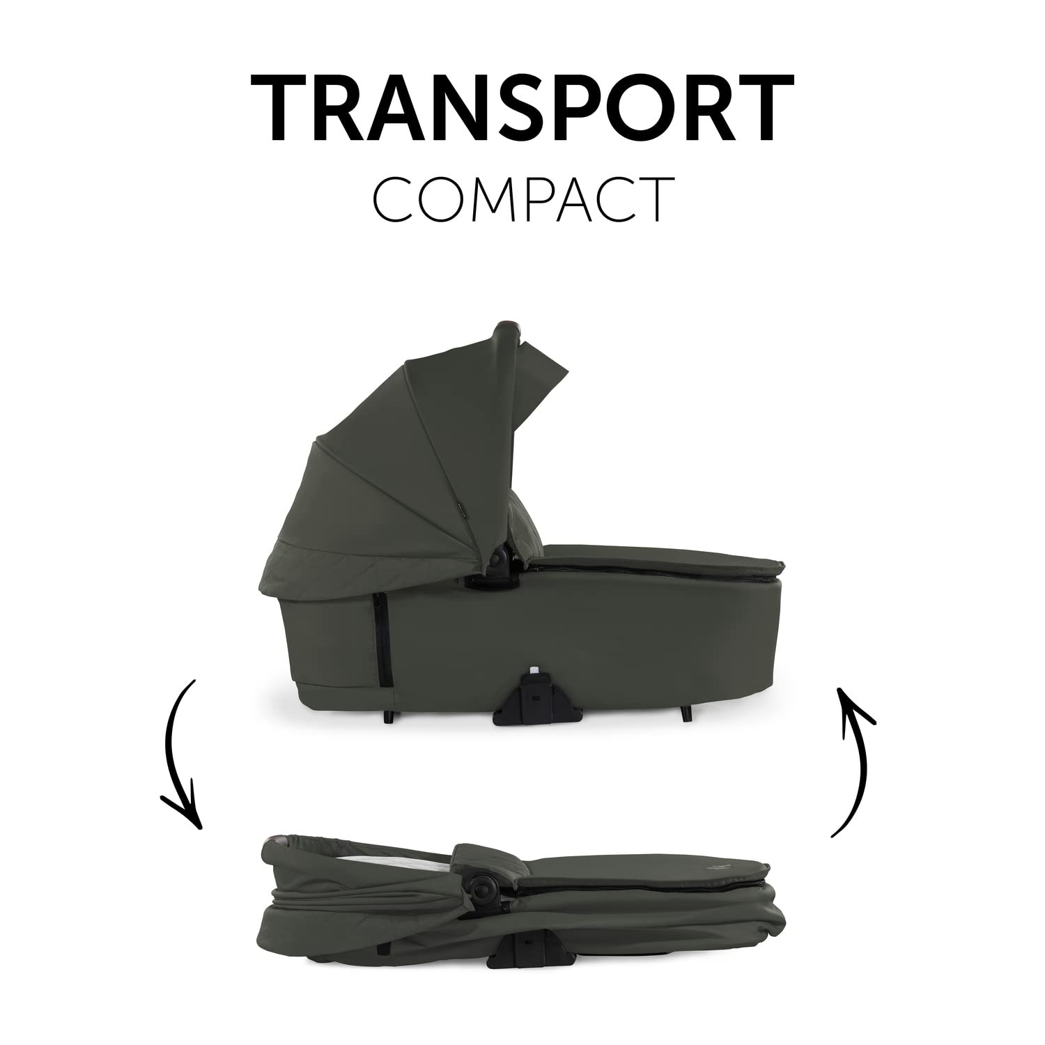hauck Nacelle Walk N Care Carrycot, dès la Naissance, Facile à Fixer sur Poussette et à Enlever avec Boutons à Memoire, Fenêtre Panoramique XXL, UPF 50+, Pliable, Vert Olive Foncé