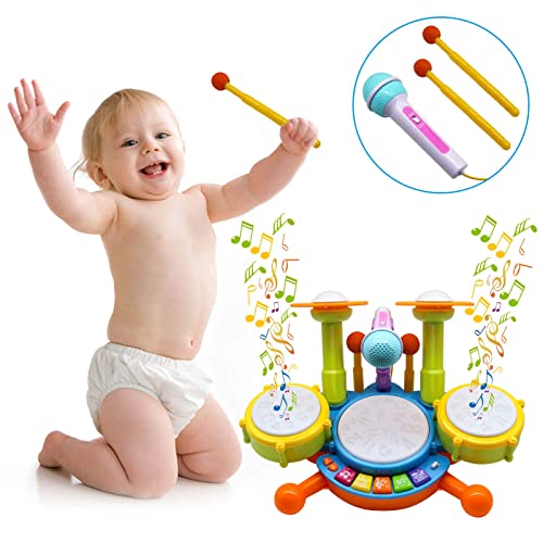 Image of Drum Set for Toddlers, Kids Musical Instruments, Toys for Boy Birthday Gifts, Electric Drum Kit for Babies Boy Girl