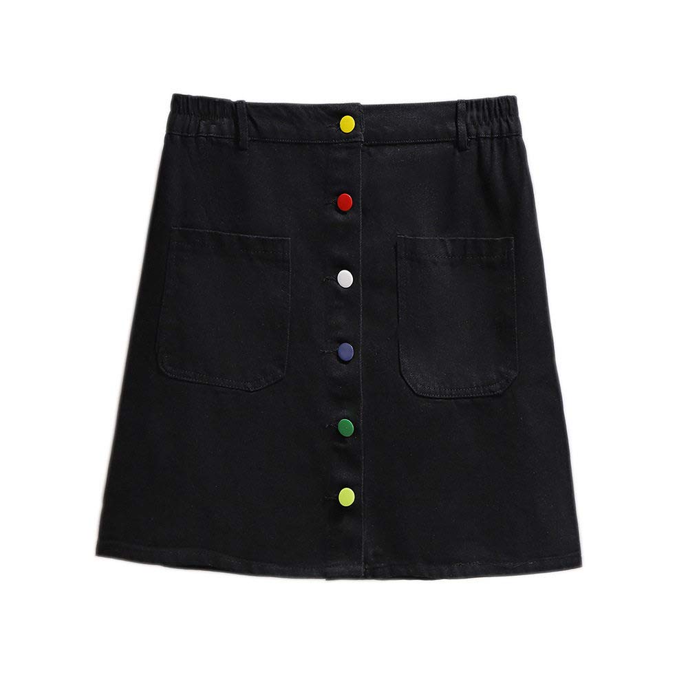 Gonne,Minigonna da Donna Nera Elastica Vita Alta Gonna di Jeans Avvolta sui Fianchi Petto Colorato con Tasca A-Line Increspato Plus Size Gonna Corta per Ragazze Signore,4XL