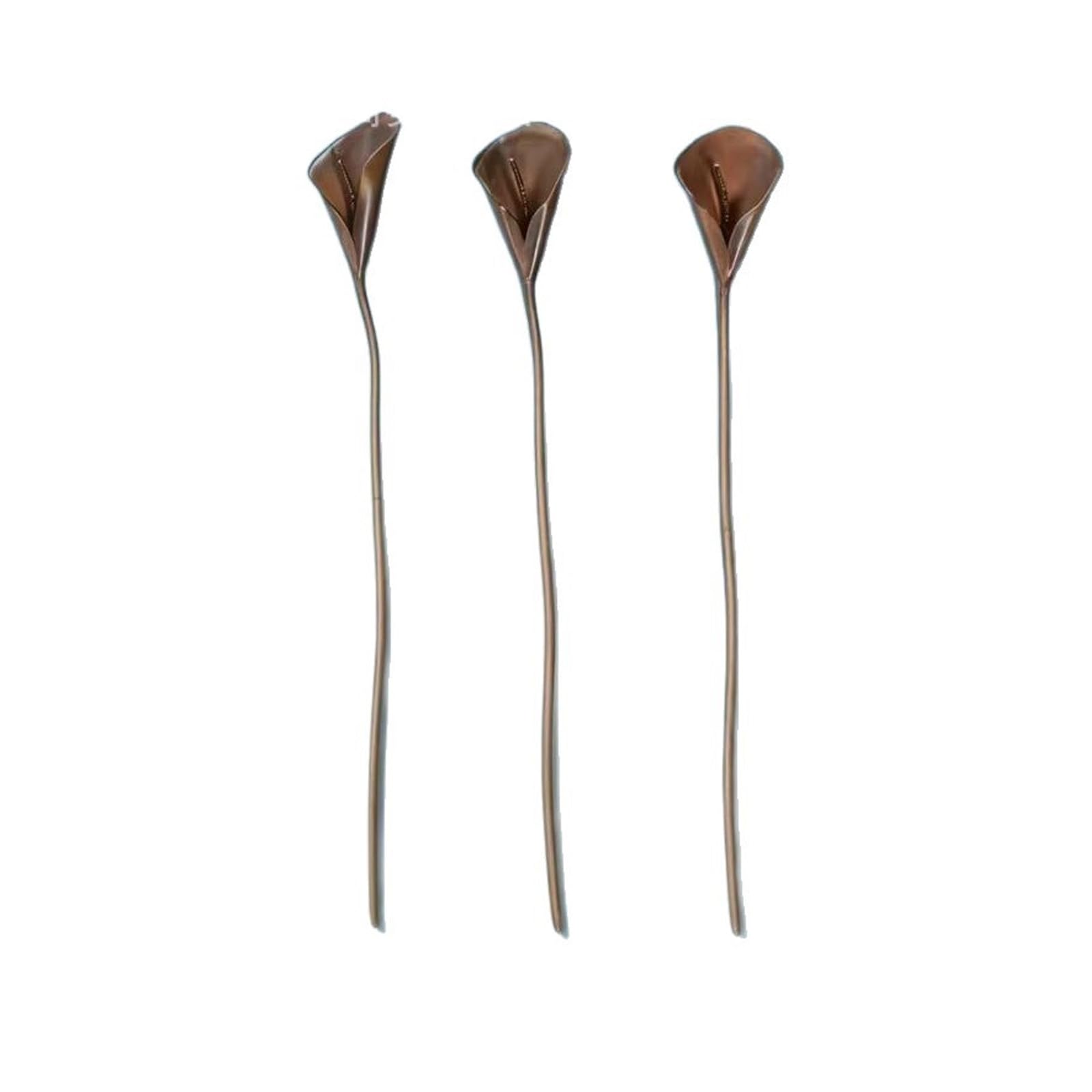 Antique Style Metal Calla Lily Garden Decor Garden Art Sculptures 3 Pack Iron Stakes Aisle Outdoor Landscaping Traditional Blooming Garden Decor