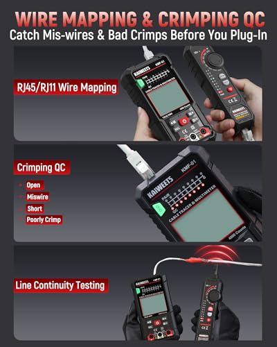 KAIWEETS 3-in-1 Digital Multimeter, NCV Detector & RJ45/RJ11 Cable Tester Kit - image 5